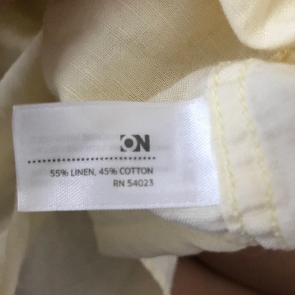 Old navy mens linen cotton blend yellow button down shirt - Picture 8 of 9